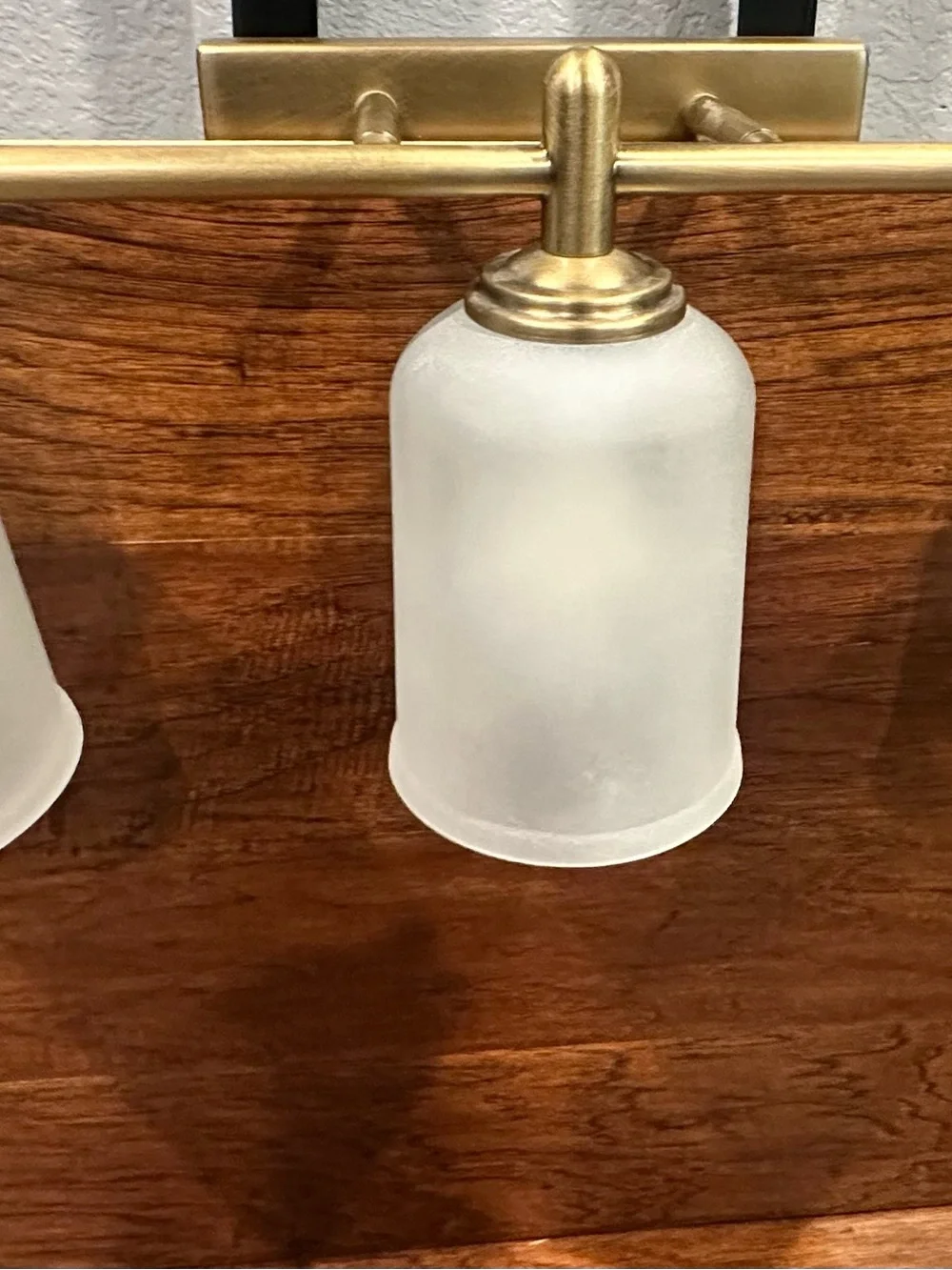 3-Light Frosted Glass Vanity Light in Brushed Brass