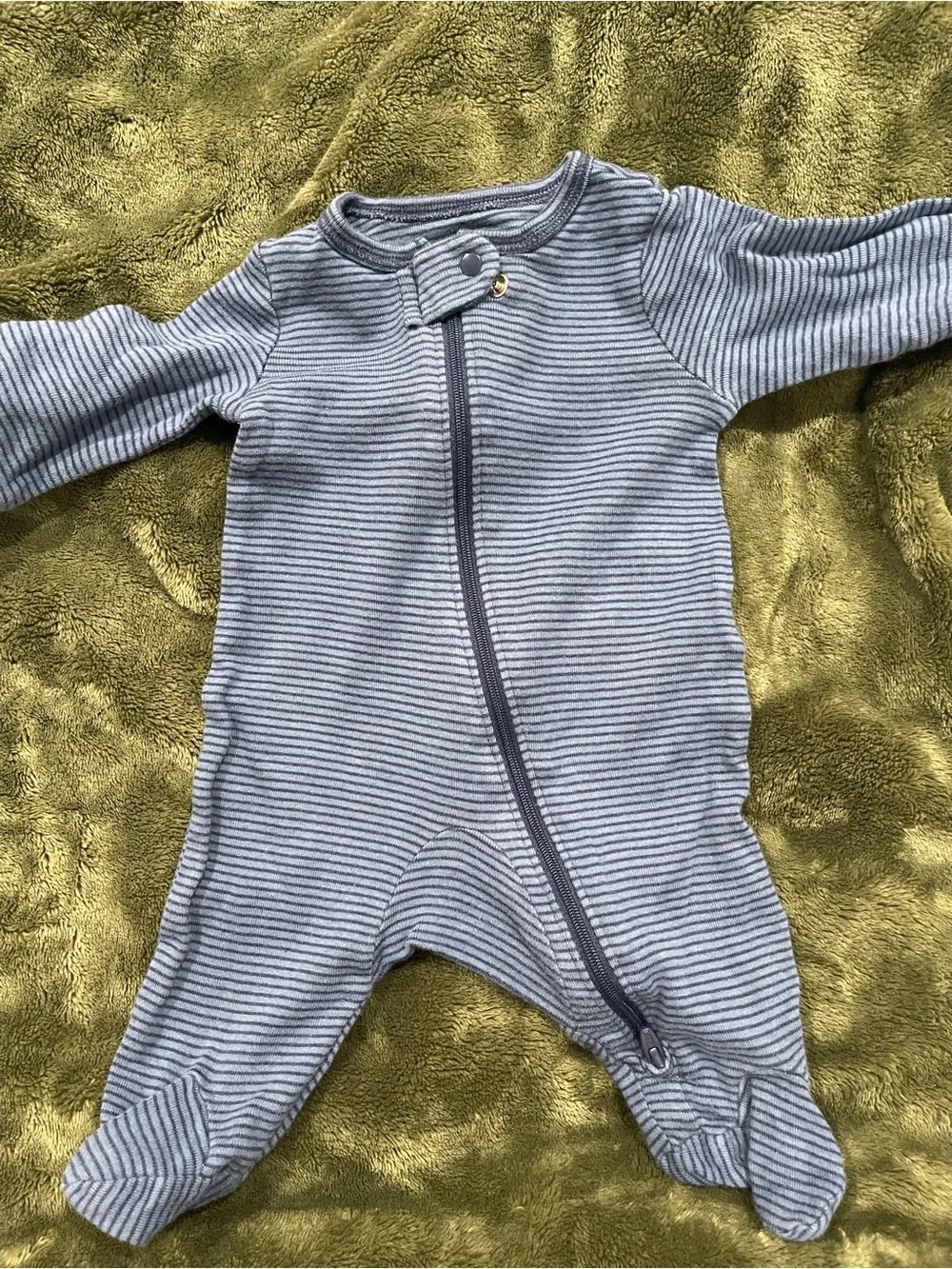 Carter's Light Blue & White Striped Footed One-Piece