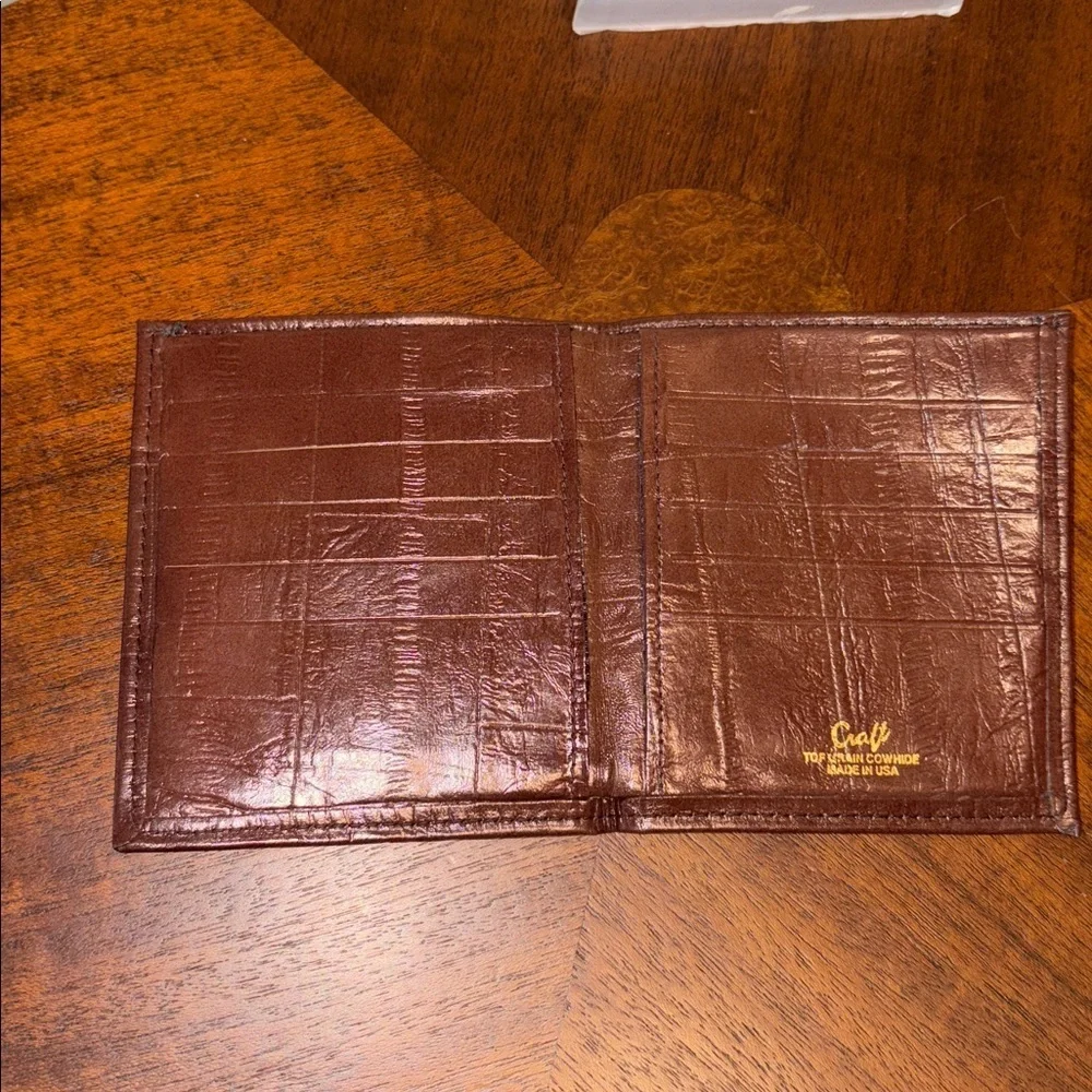 Craft  Wallet  Top grain cowhide Leather Unisex  Eel skin pattern print NWOT