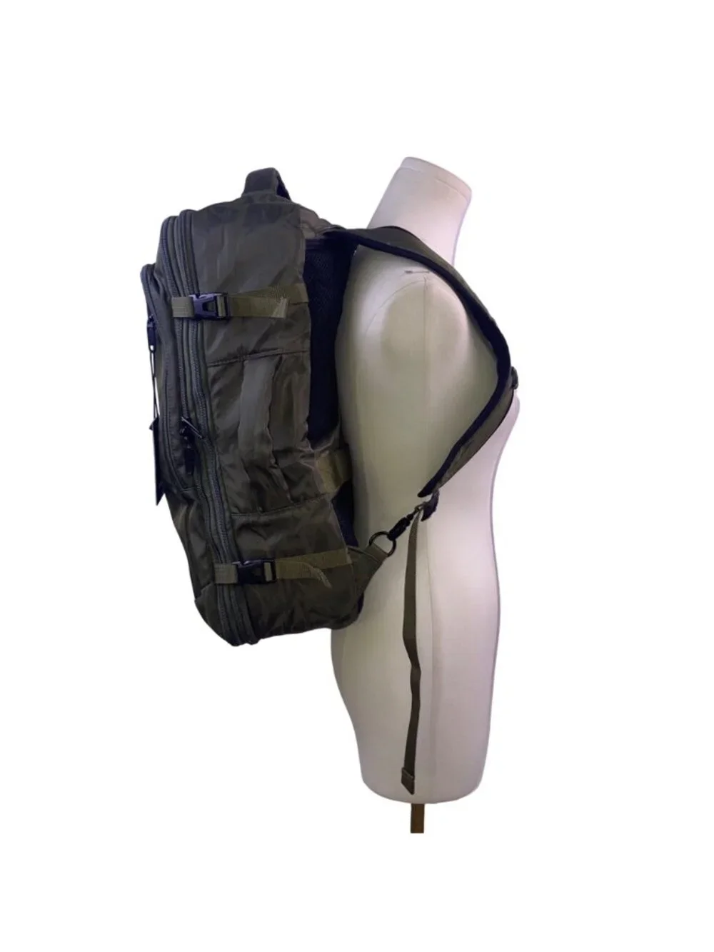 Matein Unisex Olive Green Nylon Adjustable Straps Convertible Travel Backpack