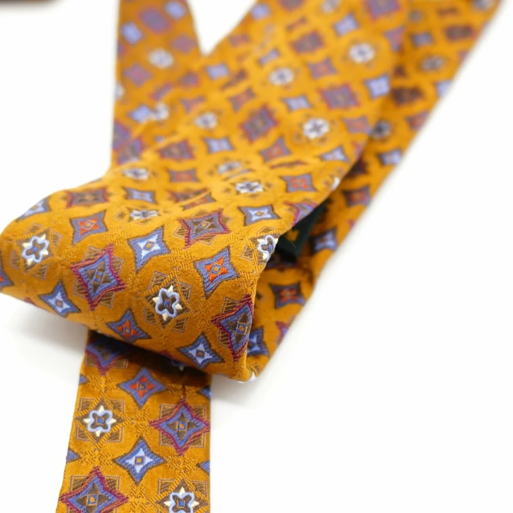 Robert Talbott Best Of Class Nordstrom Silk Tie Brown Woven Geometric Floral USA