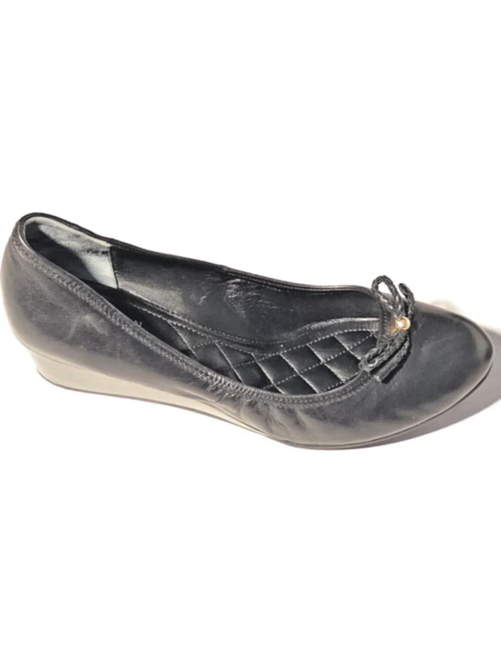 Cole Haan Tali Grand Bow Wedge Pumps Womens SIZE Black Leather Grand OS