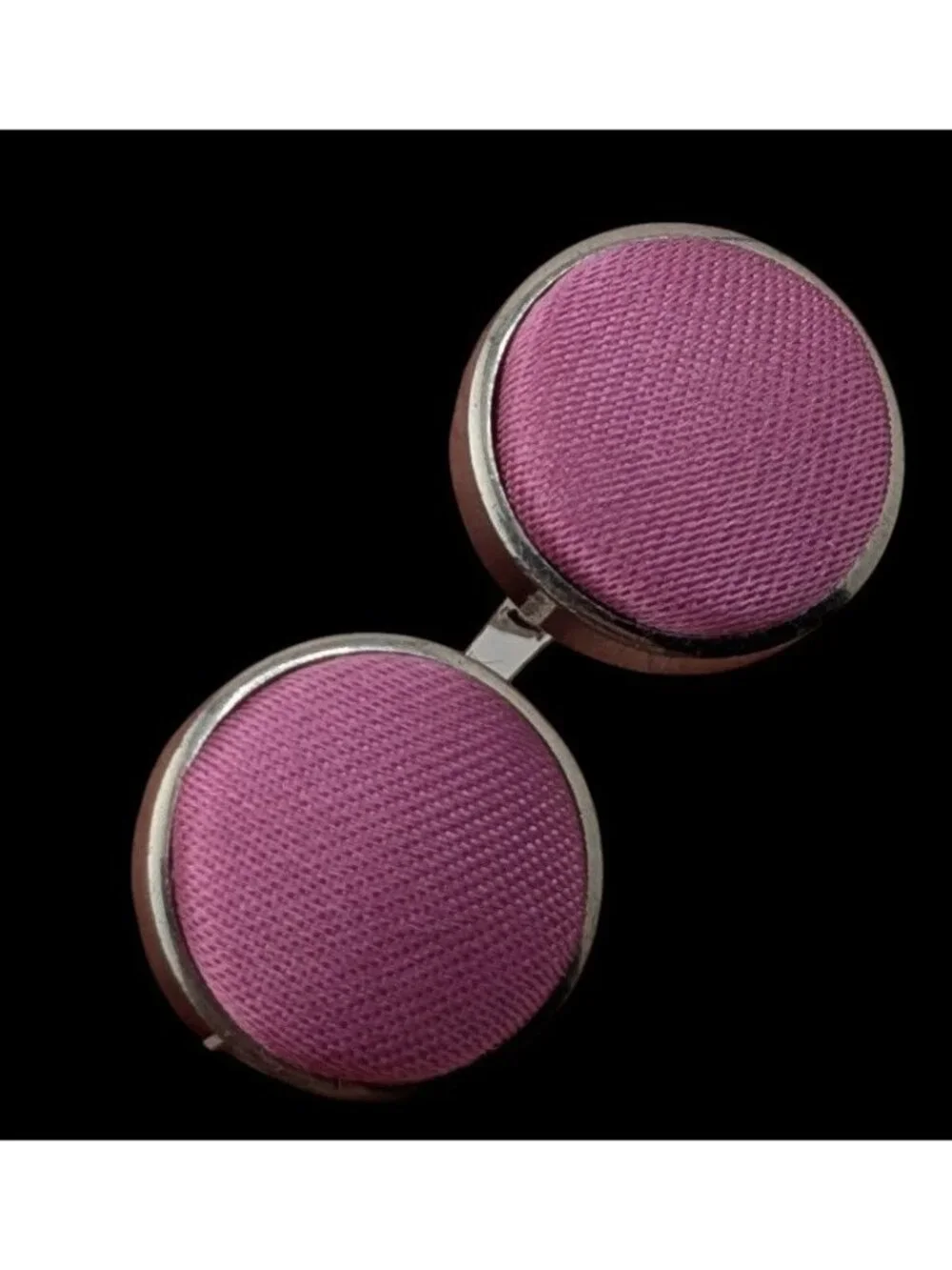 Purple Fabric Inlay Cufflinks Silver Victorian Vintage Formal Accessories