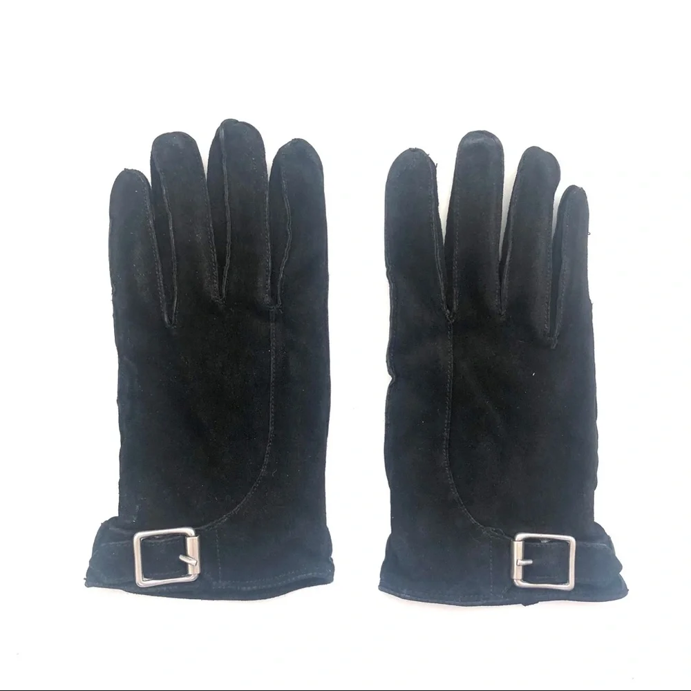Ralph Lauren Blue Label Black Suede Gloves size S
