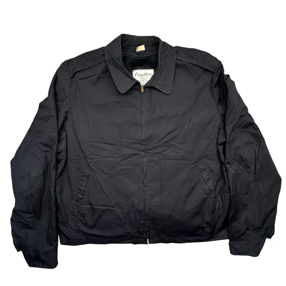 Vintage US Navy USN Creighton Uniform Jacket W/Liner XL Deck Black Bomber