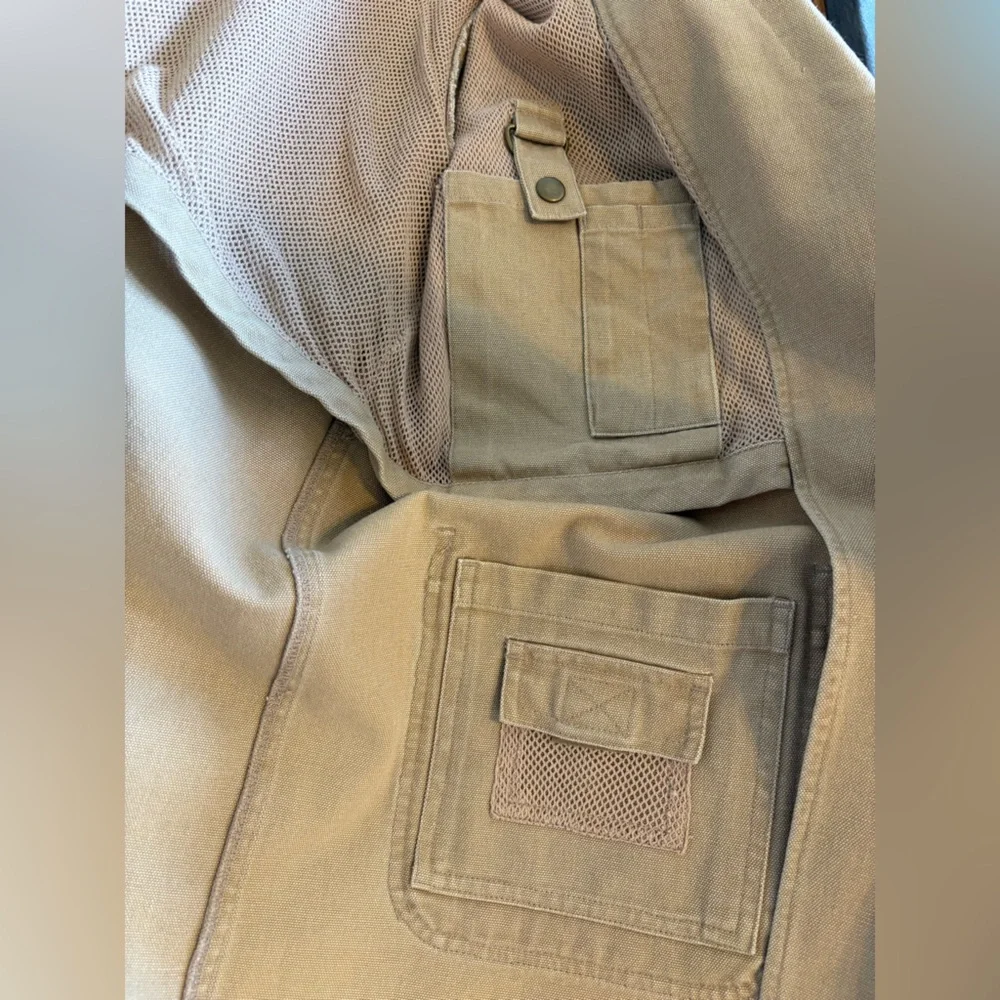 Dunn’s Supply Khaki Hunting Outdoor Shooting Jacket  100% Cotton Elbow Patches L