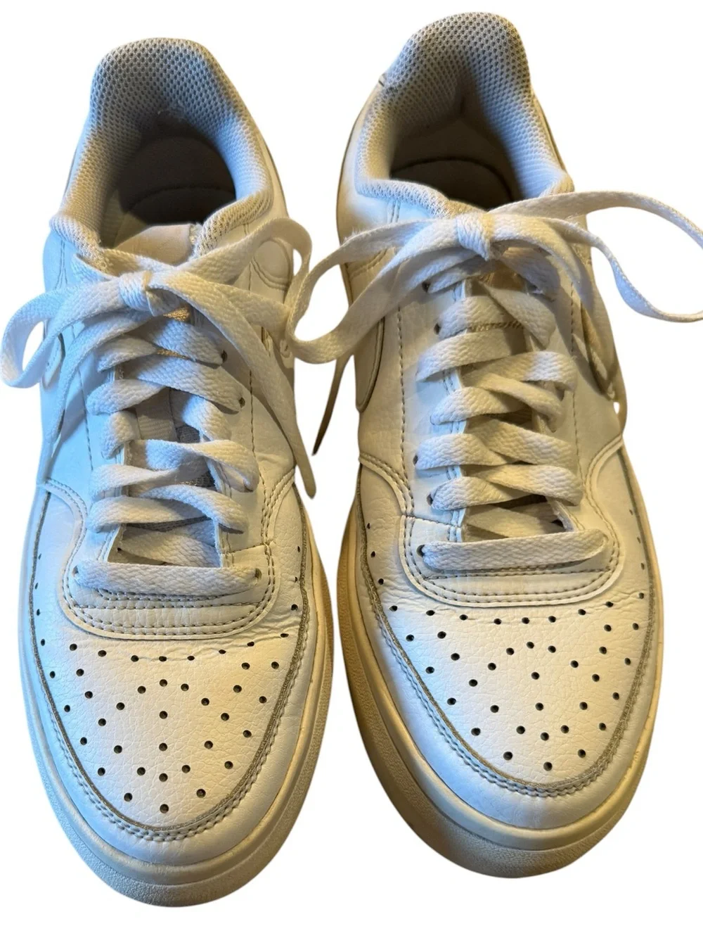 Nike Court Vision Alta White Leather Low-Top Sneakers Womens 7.5