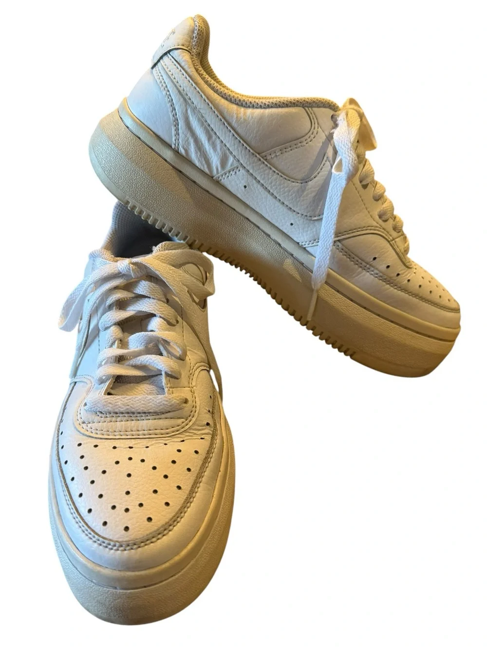 Nike Court Vision Alta White Leather Low-Top Sneakers Womens 7.5