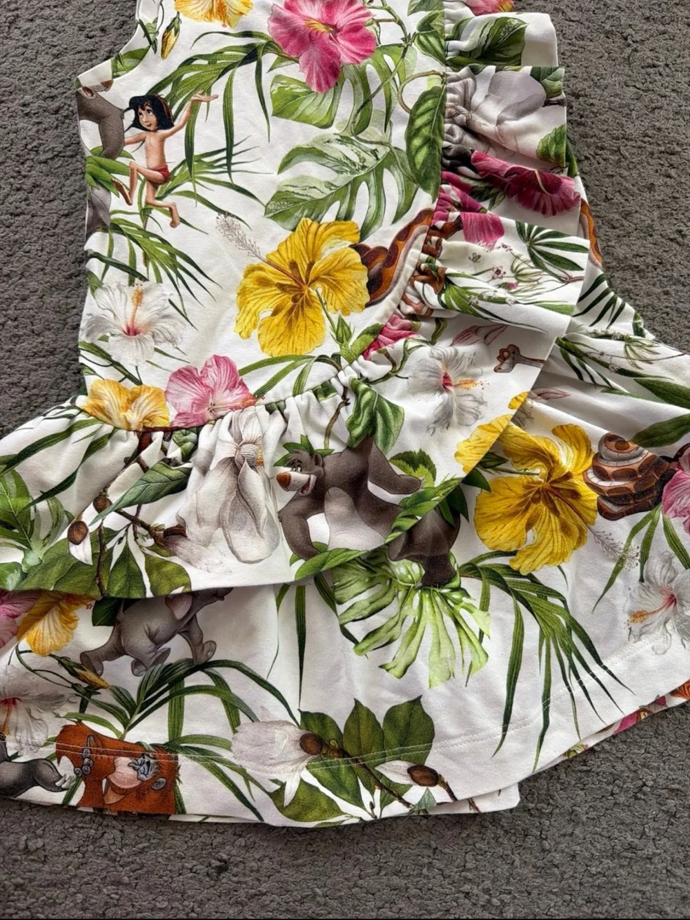 MonnaLisa Floral Tropical Dress - White with Pink, Yellow & Green