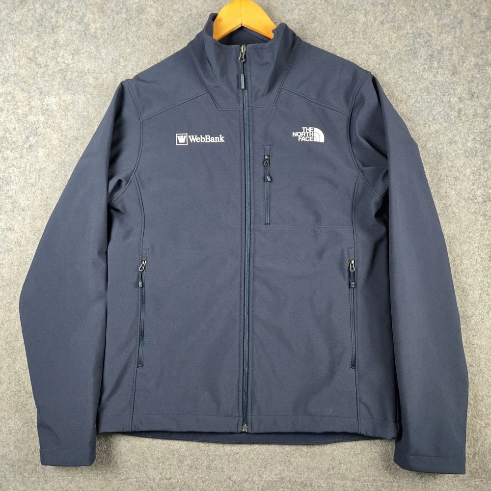 The North Face WindWall Jacket Mens Small Navy Blue Softshell Full Zip Logo