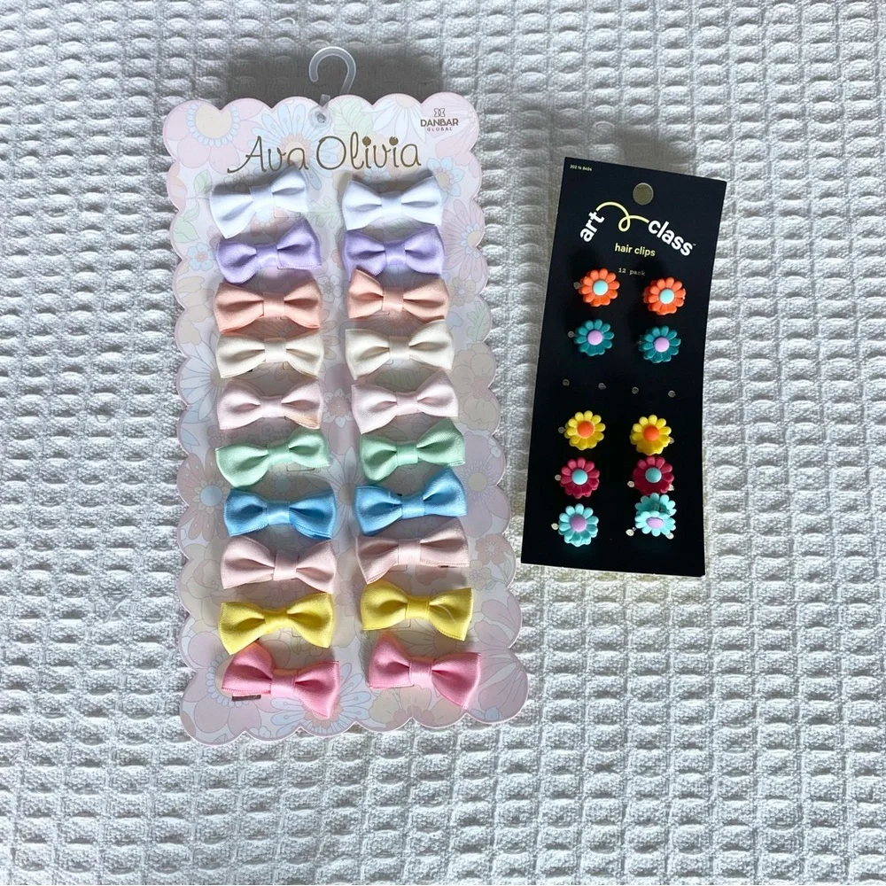 Colorful bows and hair clips girls hair accessories bundle