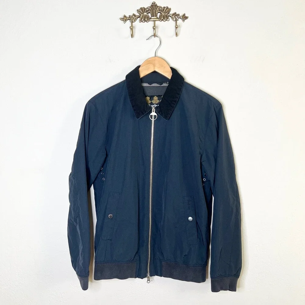 Barbour Corpach Jacket Mens Size Small Black Corduroy Collar Lightweight