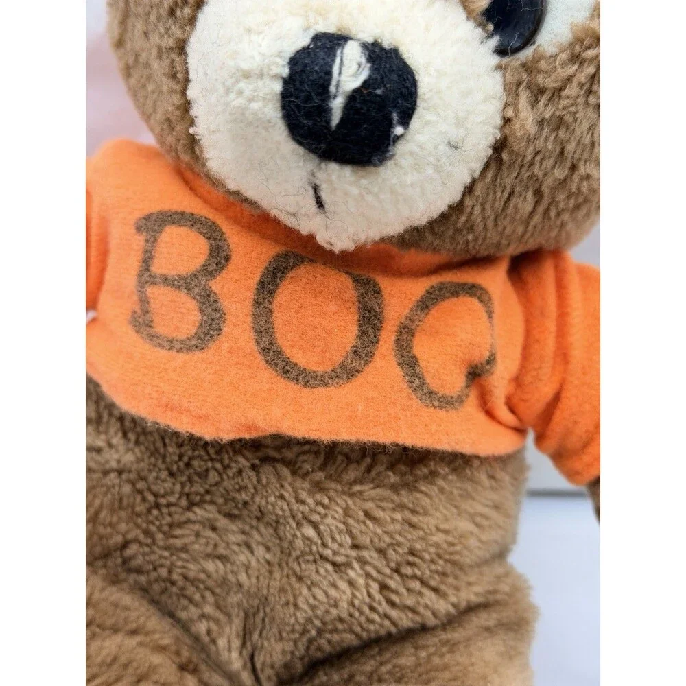 RARE 1980 Dakin Peek A BOO Bear In Orange Shirt 15” Brown Stuffed Animal Toy