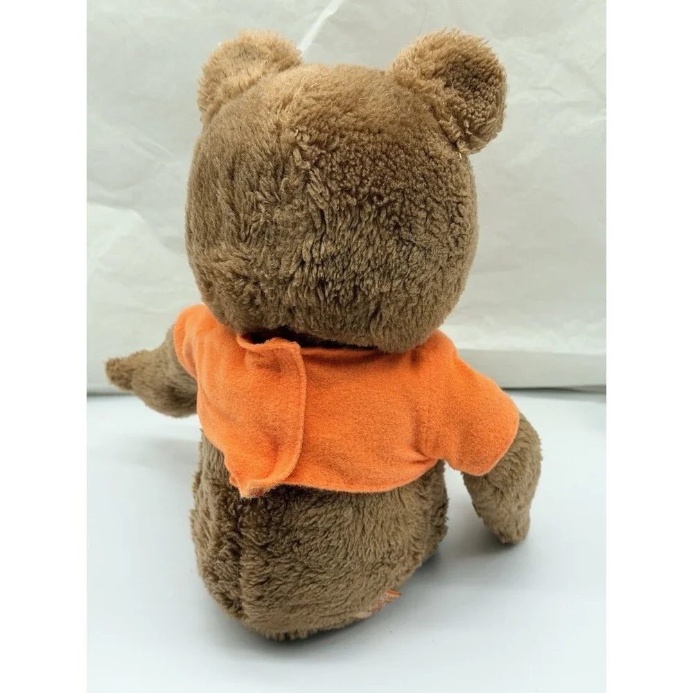 RARE 1980 Dakin Peek A BOO Bear In Orange Shirt 15” Brown Stuffed Animal Toy