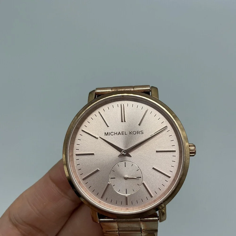 Michael Kors Portia Womens Watch 38mm Rose Gold Tone MK-3507 New Battery 6.25