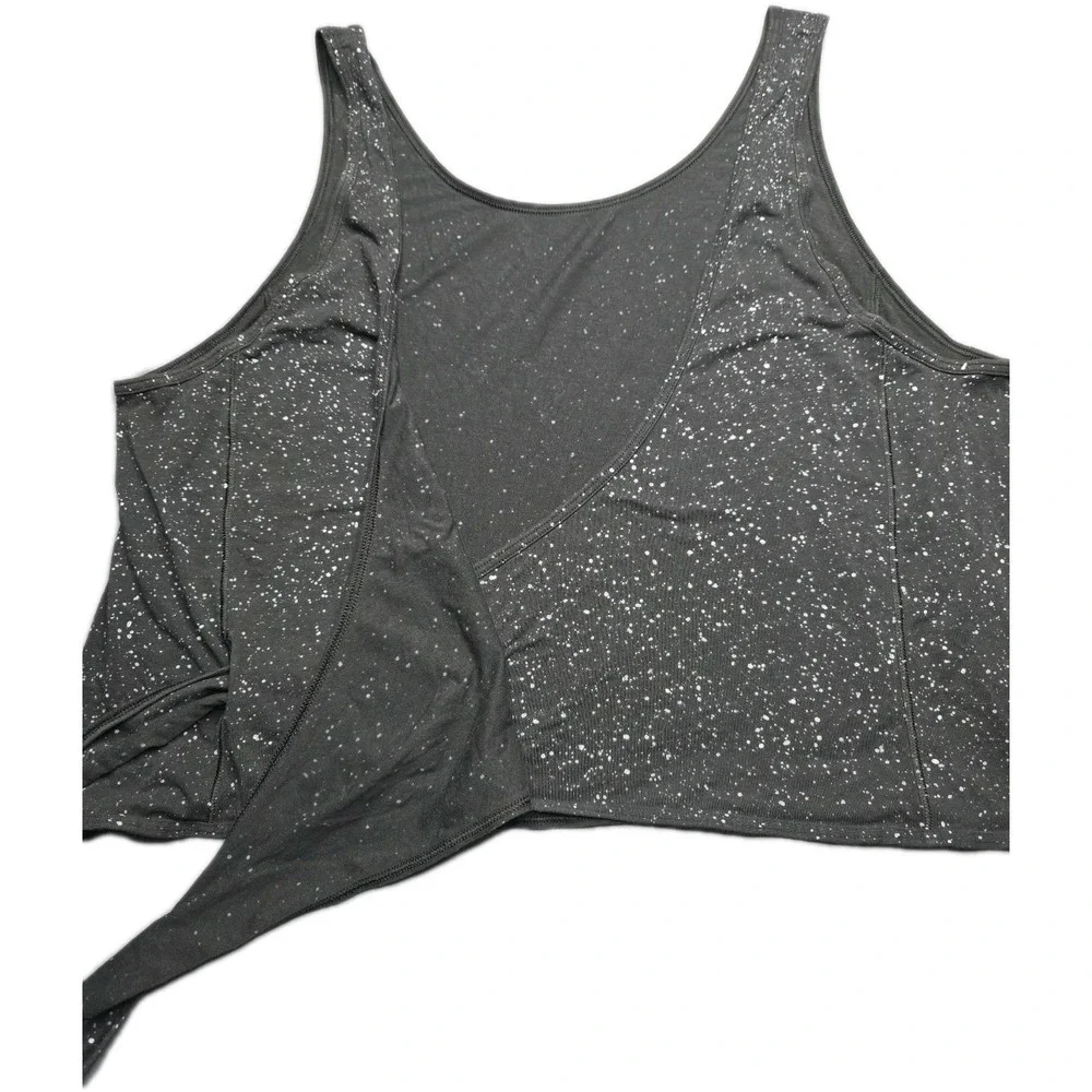 Lululemon Black V-Neck Tie Front Yoga Athletic Cropped Tank Top Womens sz L