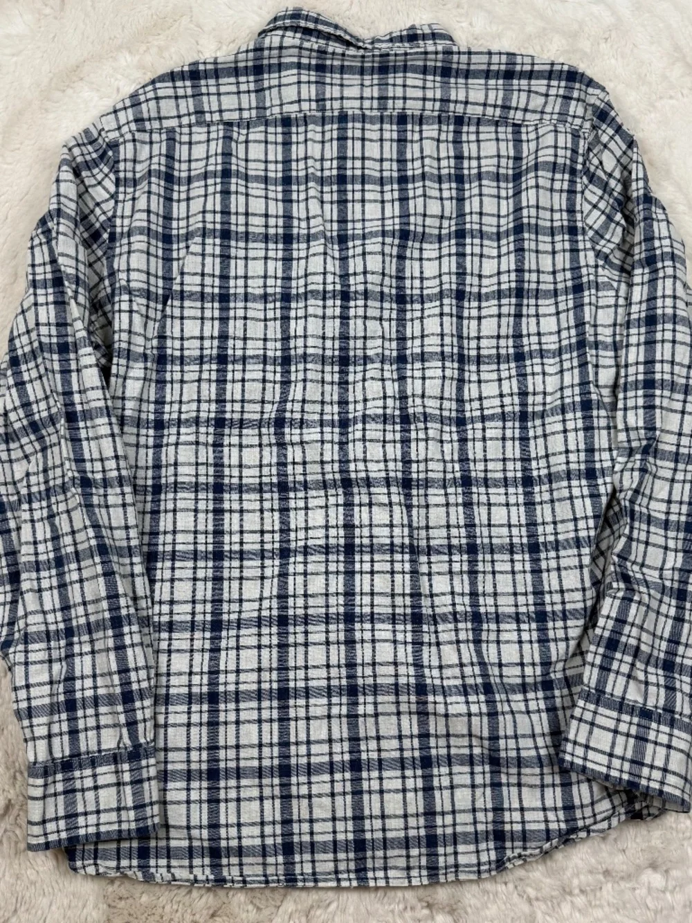 J. Crew Button Down Long Sleeve Shirt Blue White Plaid Check Cotton Men's Large