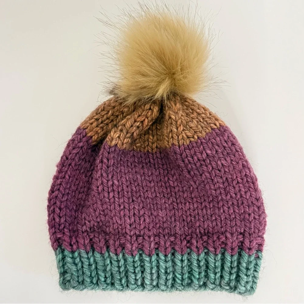 Hand-Knitted Pom Beanie | One-of-a-Kind