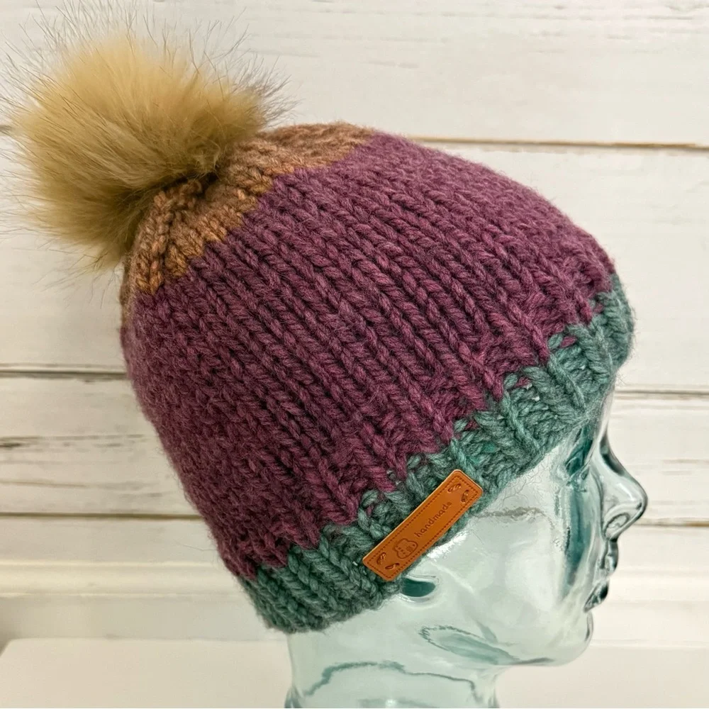Hand-Knitted Pom Beanie | One-of-a-Kind
