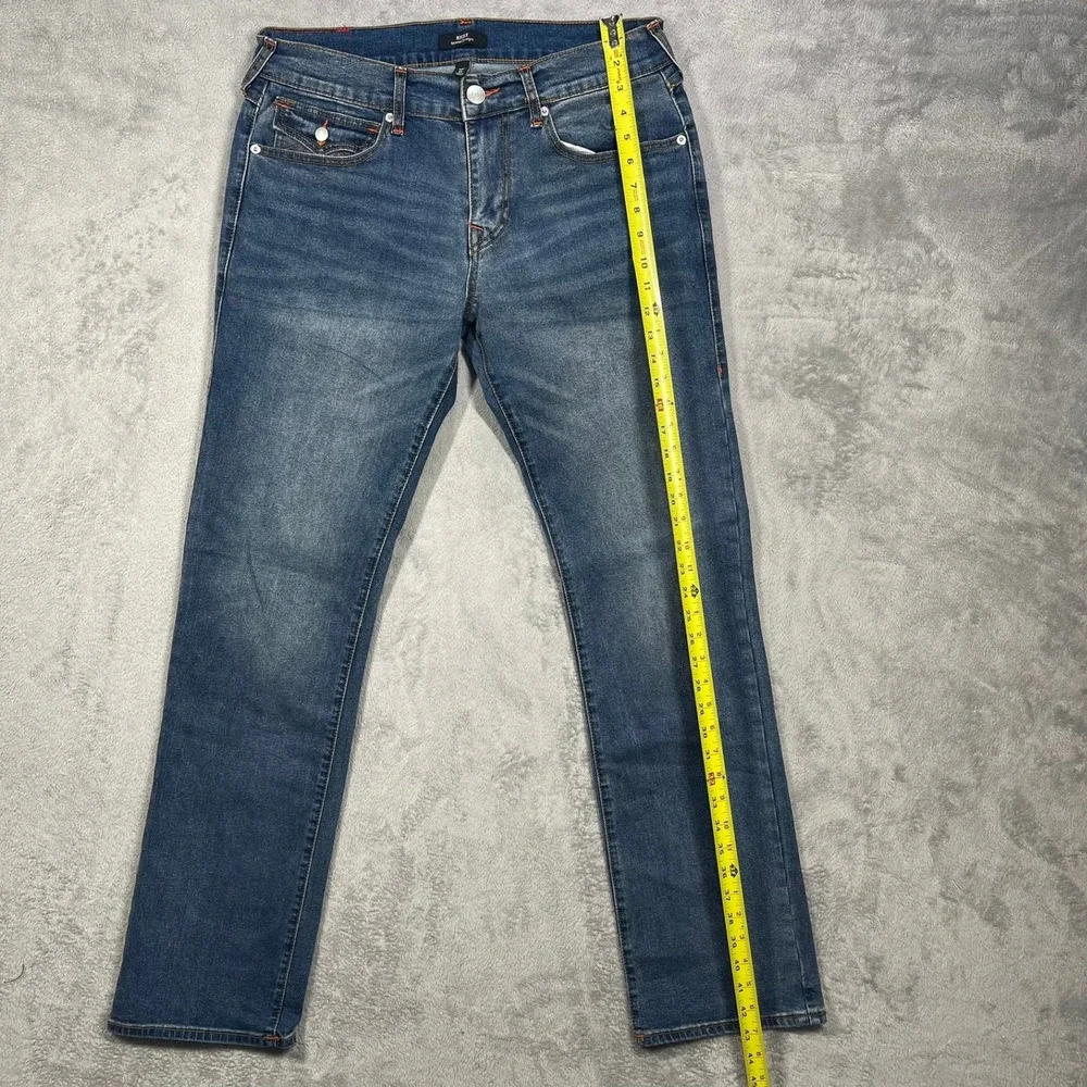 True Religion Ricky Jeans Mens 32 Blue Relaxed Straight Contrast Stitch