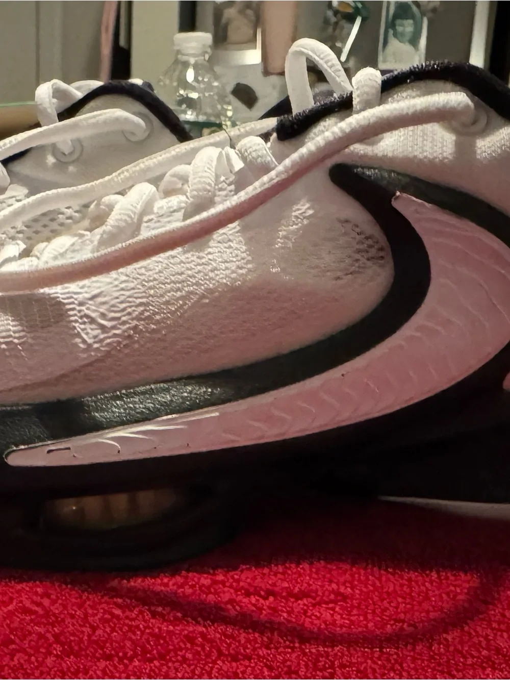 Nike White and Black Running Sneakers with Swoosh