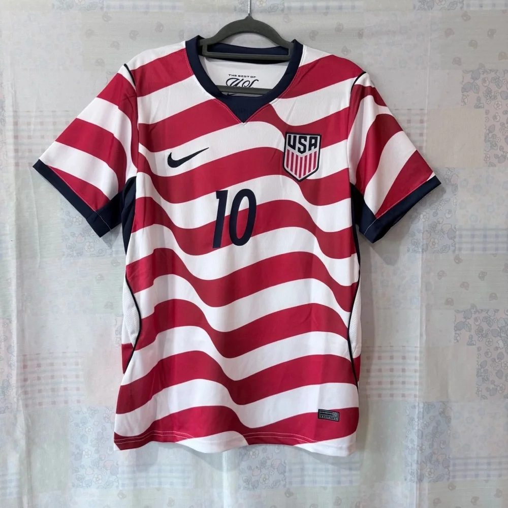 Nike USA Red and White Men's Soccer Jersey #10