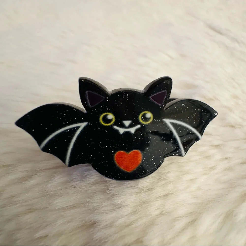 Mini Hair Claw Clip, Black Vampire Bat