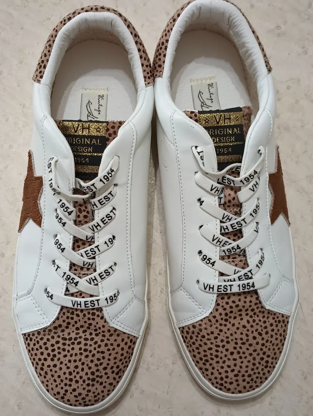 Vintage Havana Grande White & Leopard Print Sneakers Size 11