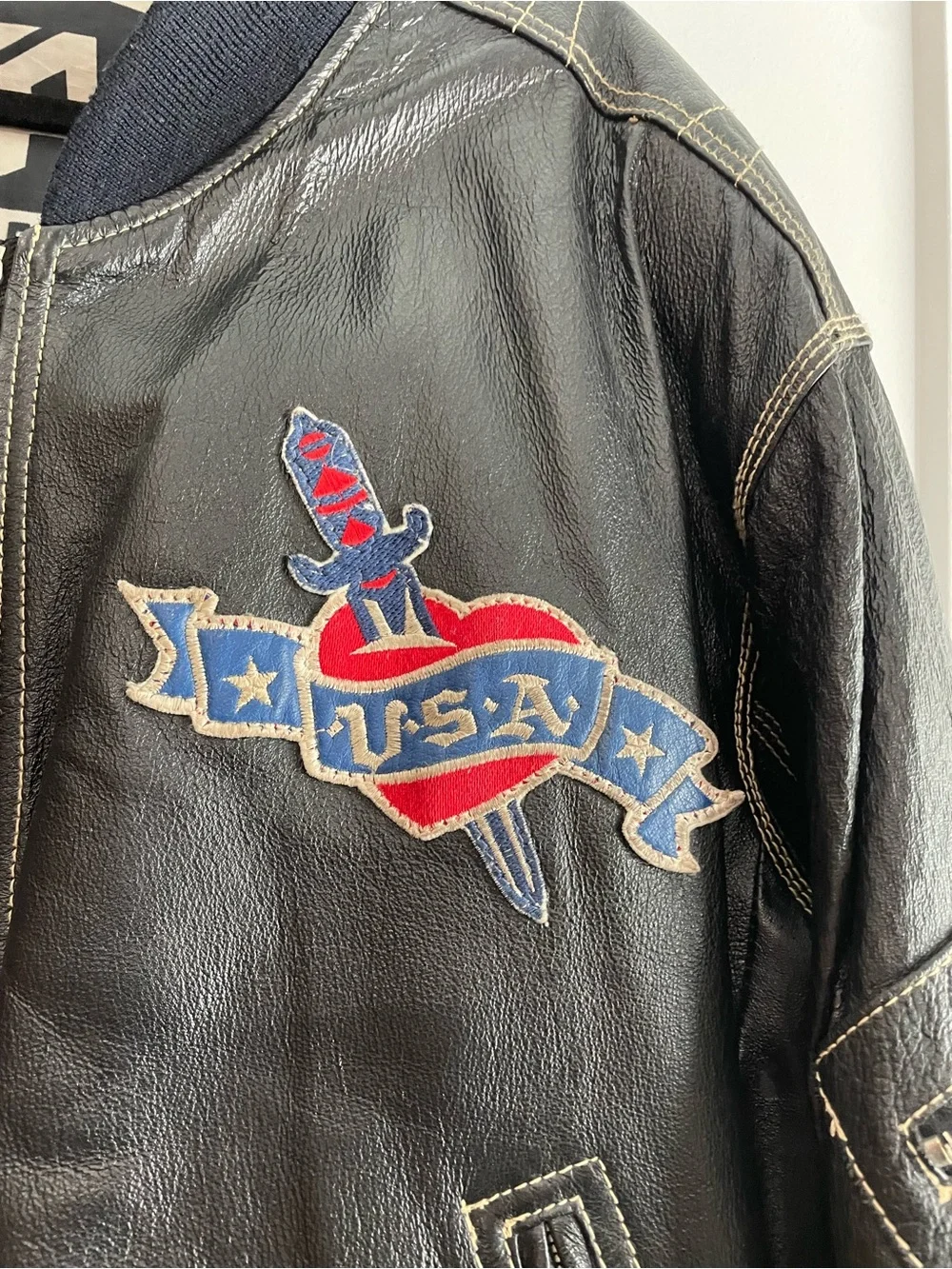 Michael Hoban Tag 88 Eagle USA Black Leather Racing Style Jacket Where Mi