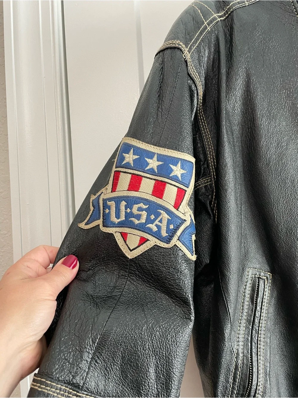 Michael Hoban Tag 88 Eagle USA Black Leather Racing Style Jacket Where Mi
