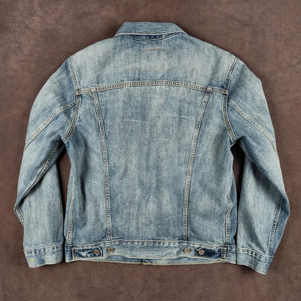 Levis Premium Trucker Jacket Mens Large Faded Blue Denim Modern Big E 72334-0351