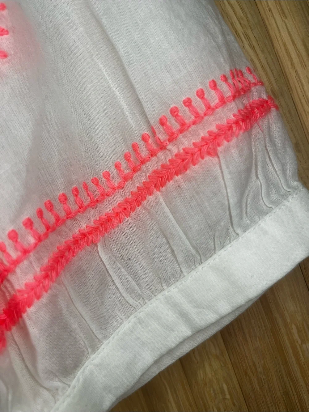 Accessorize White Tunic with Neon Coral Embroidery