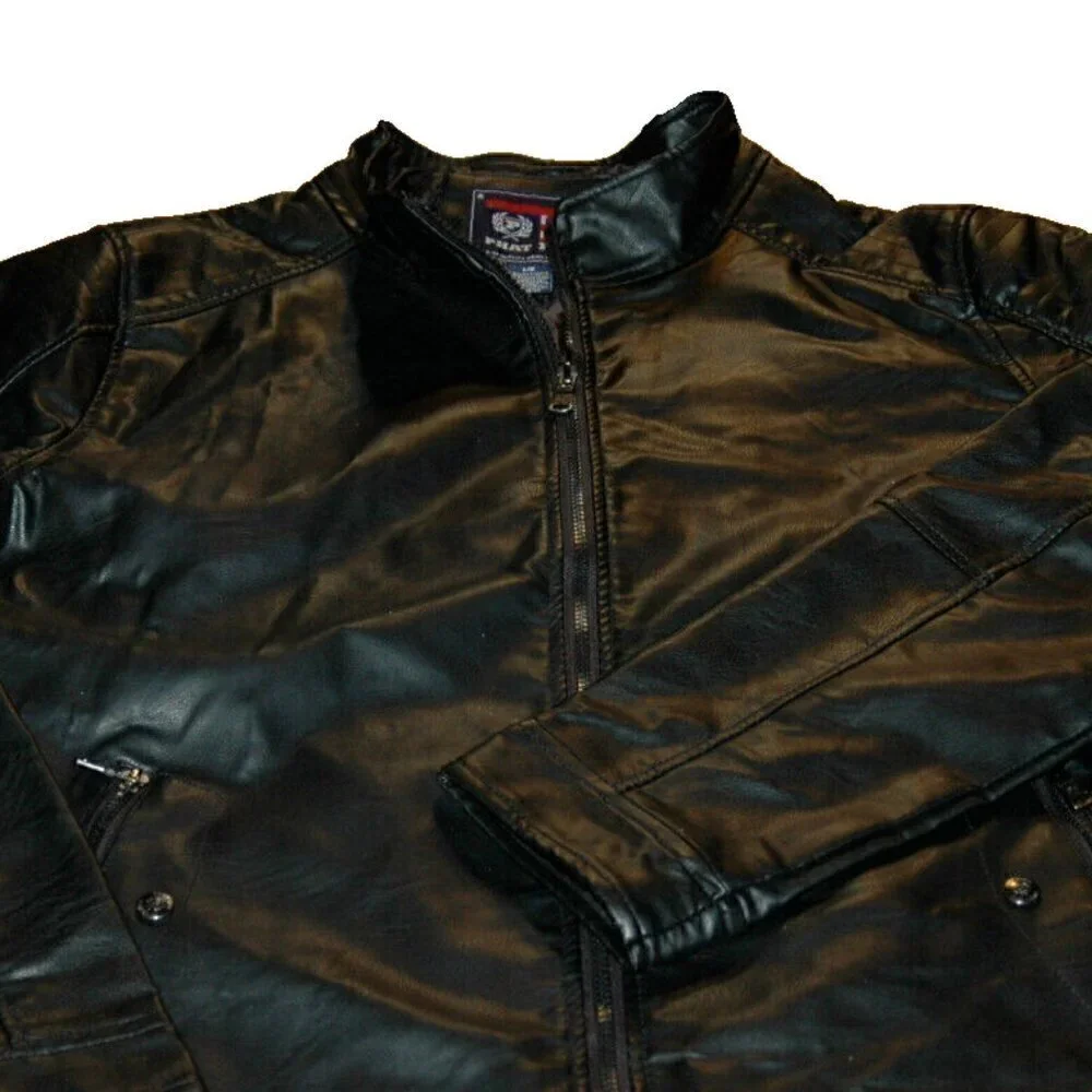 Phat Farm Men's Jacket Size L Black Moto Biker Racing