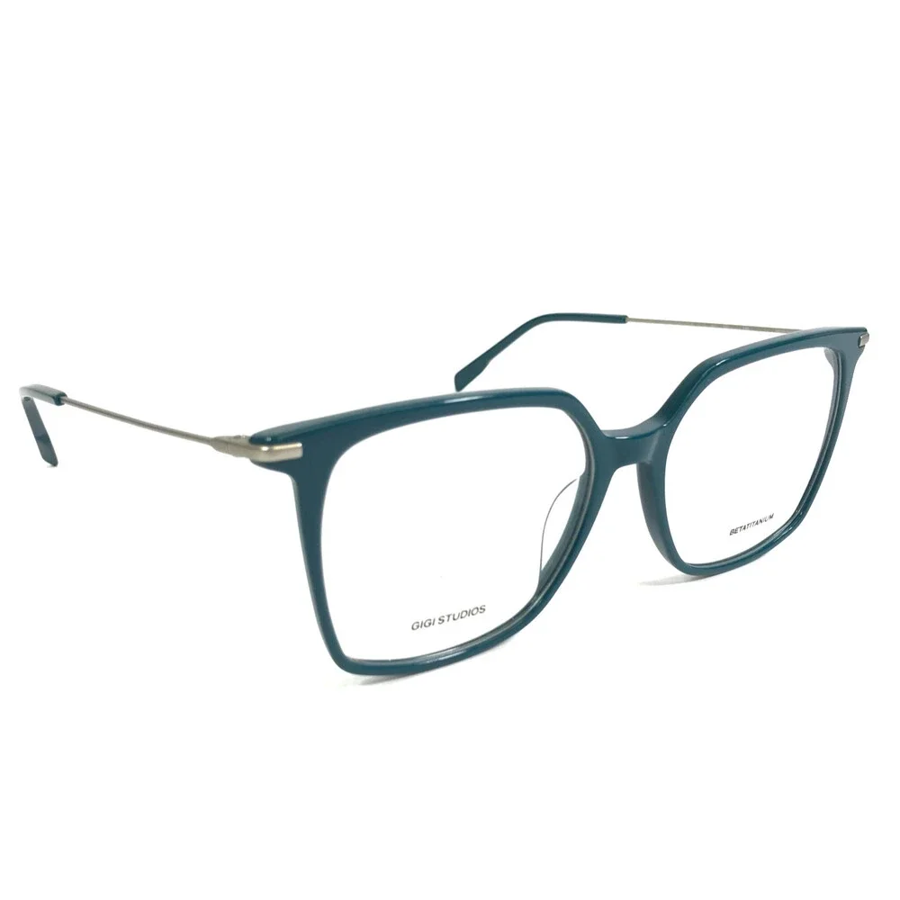 Gigi Studios Eyeglasses Frames AMARA GS8002/030 Green Silver Titanium 55-16-145
