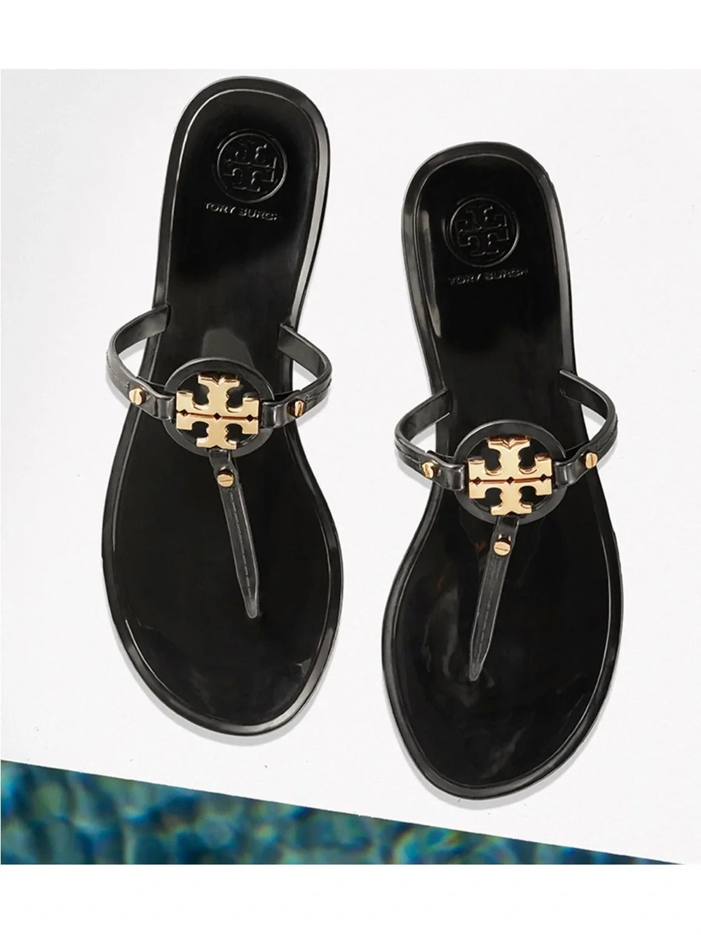 Tory Burch Mini Miller Jelly Thong Black Size 5 Sandal Flats Travel Women's