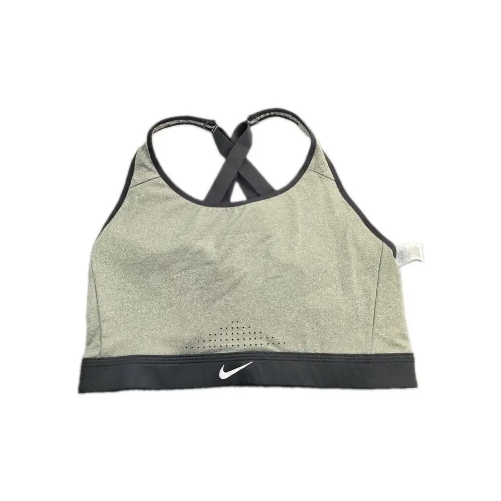 Nike Women’s Impact Strappy High Support Bra Gray Size L Activewear Gym Z2-90