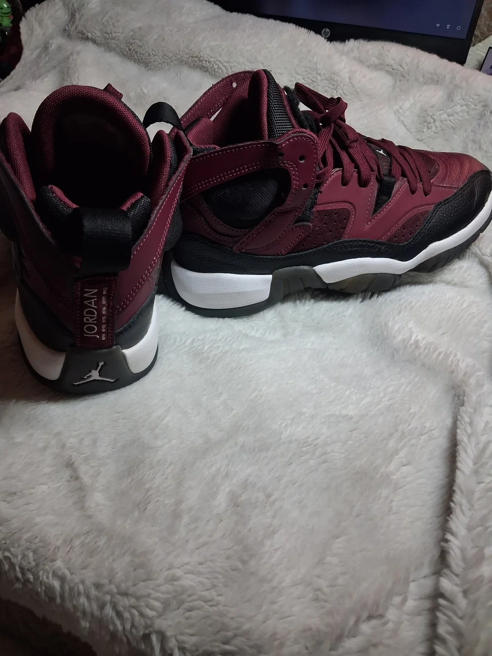 Jordan Kids Burgundy and Black Retro Basketball Shoes