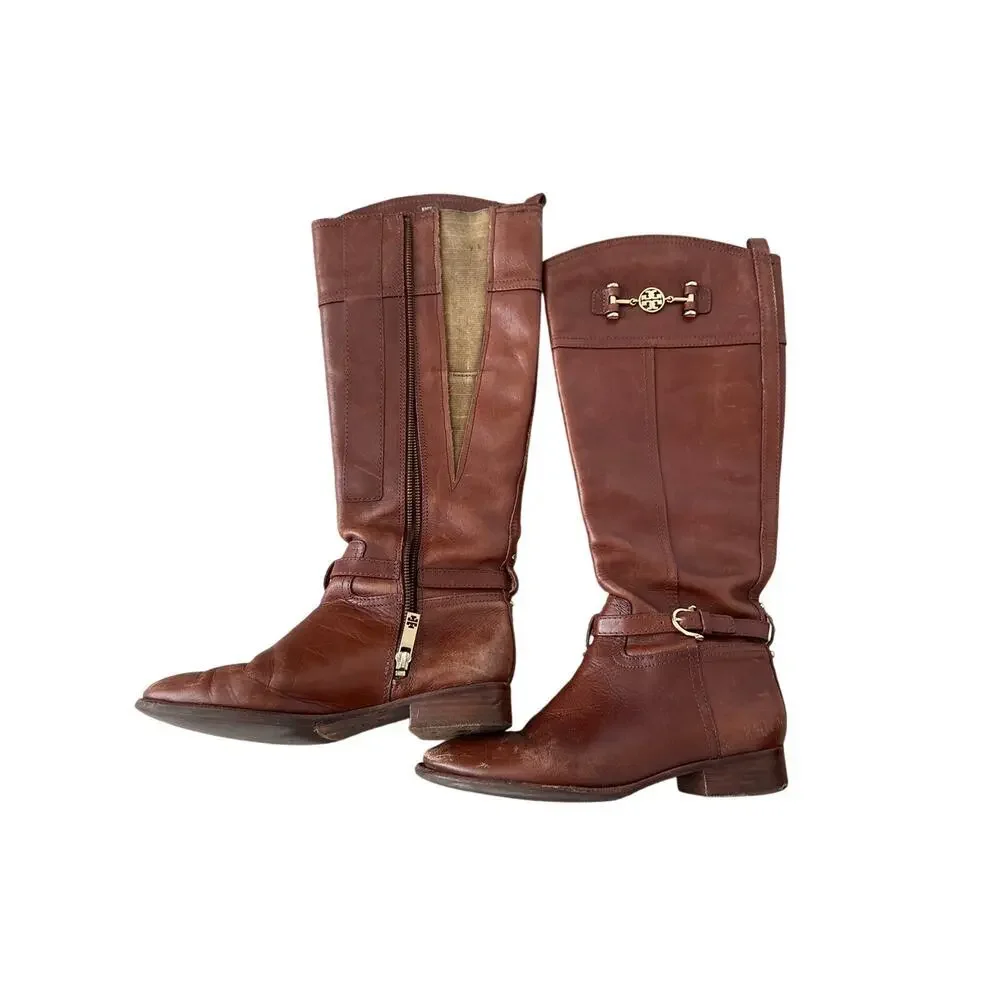 Tory Burch Bristol Brown Riding Boots 8M Equestrian + Festival Style