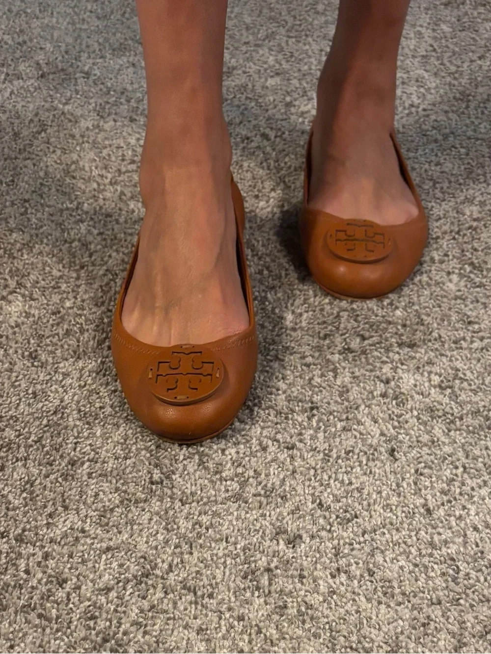 Tory Burch Leather Minnie Travel Ballet Flats in Vintage Vachetta