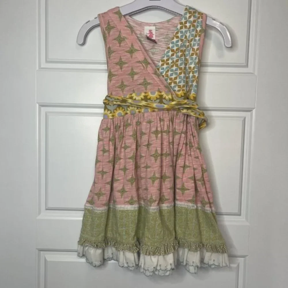 Matilda Jane Girls Serendipity 100% Cotton Pink Spring Joanna Wrap Dress Size 4‎