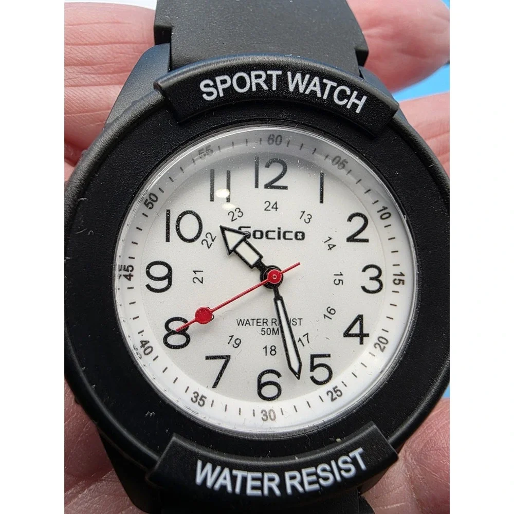 Socico Sport Watch Black Water-resistant Up To‎ 50 Meters Manuel Included #0196