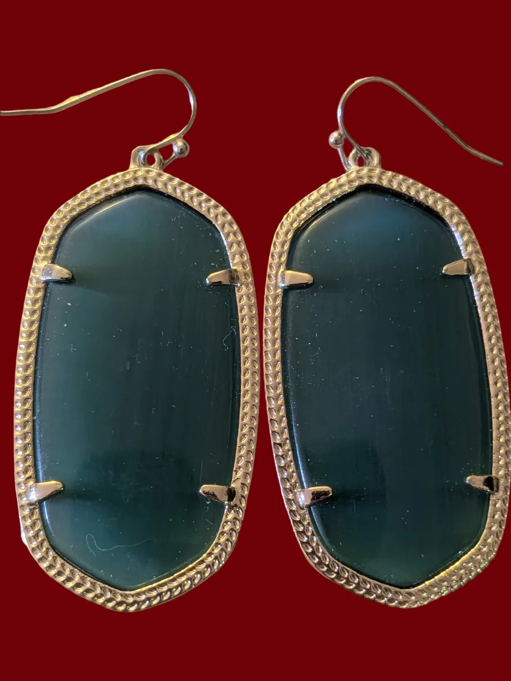 Kendra Scott Danielle Gold Frame Green Cats Eye Drop Earrings