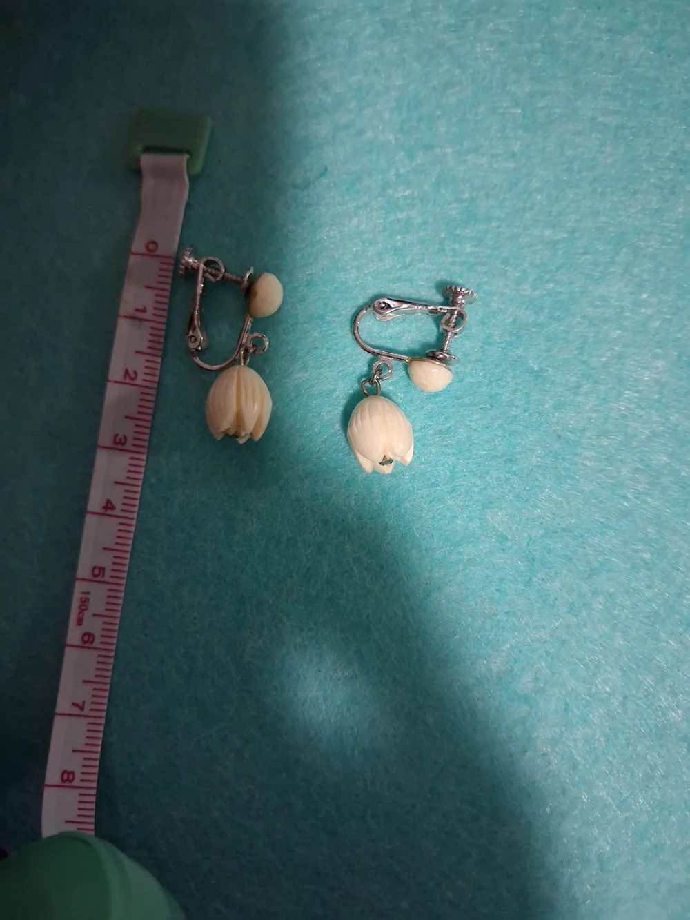 Vintage Hawaiian Pikake Flower Bead Necklace & Sterling Earrings Set