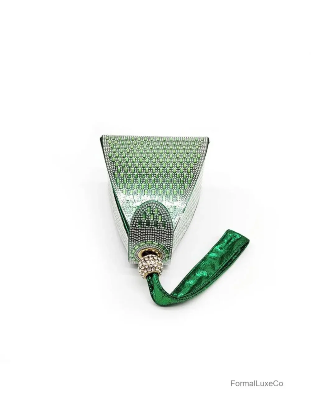 Rhinestone Evening Clutch - Pyramid Shape Magnetic Closure Handbag for Party