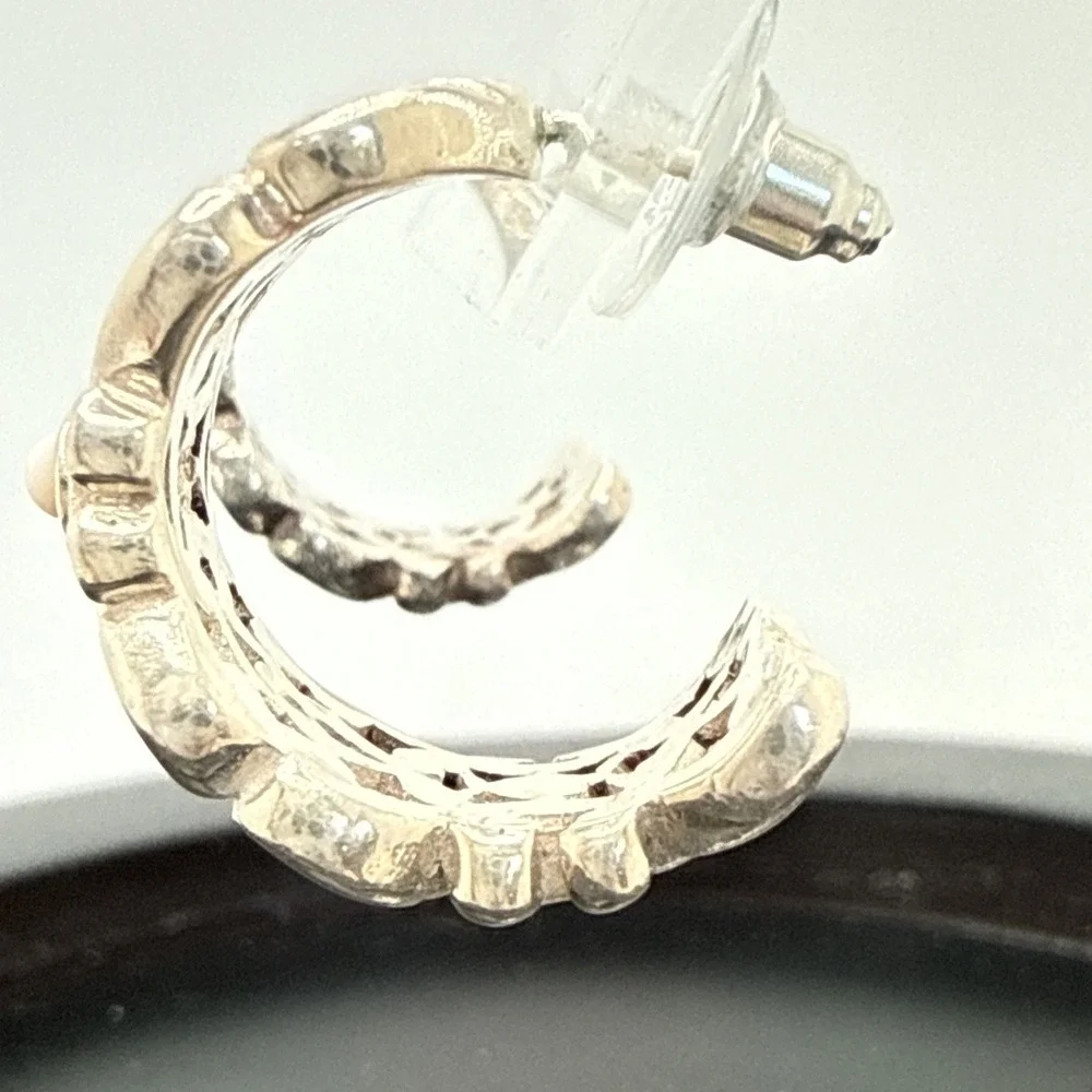 925 Sterling Silver Vintage Filigree Hoop Earrings Pierced 15 Grams