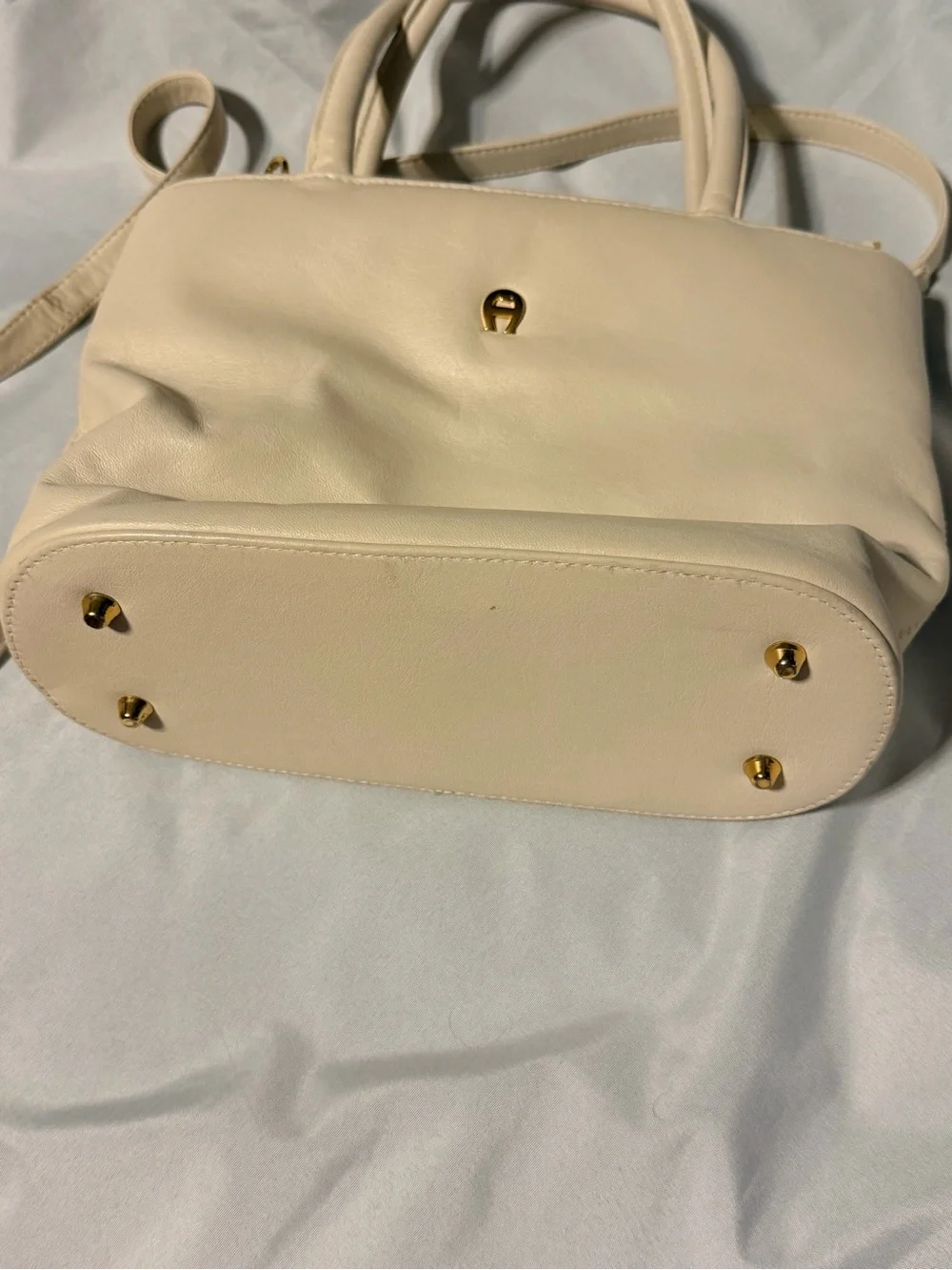 Vintage Etienne Aigner Ivory Genuine Leather Mini Satchel crossbody purse
