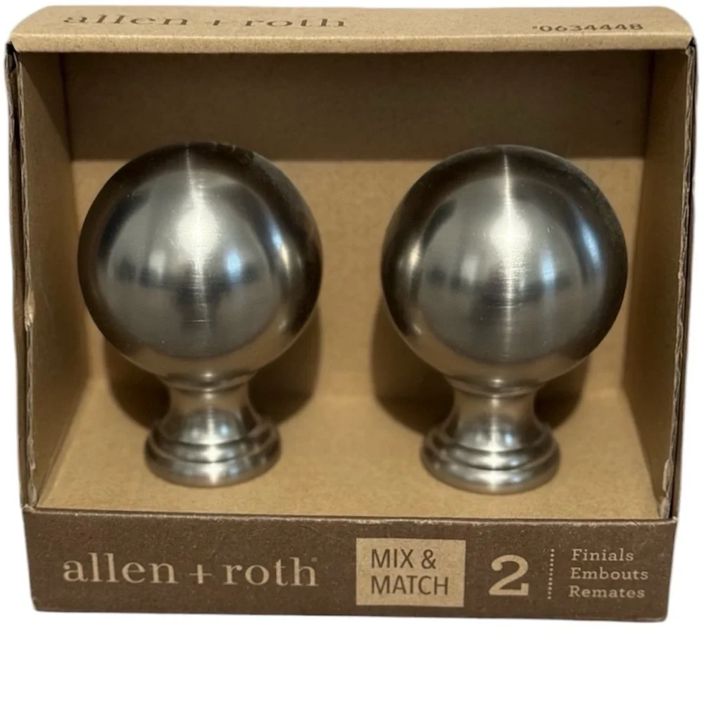 Allen + Roth Drapery Curtain Rod Finials‎ Brushed Nickel
