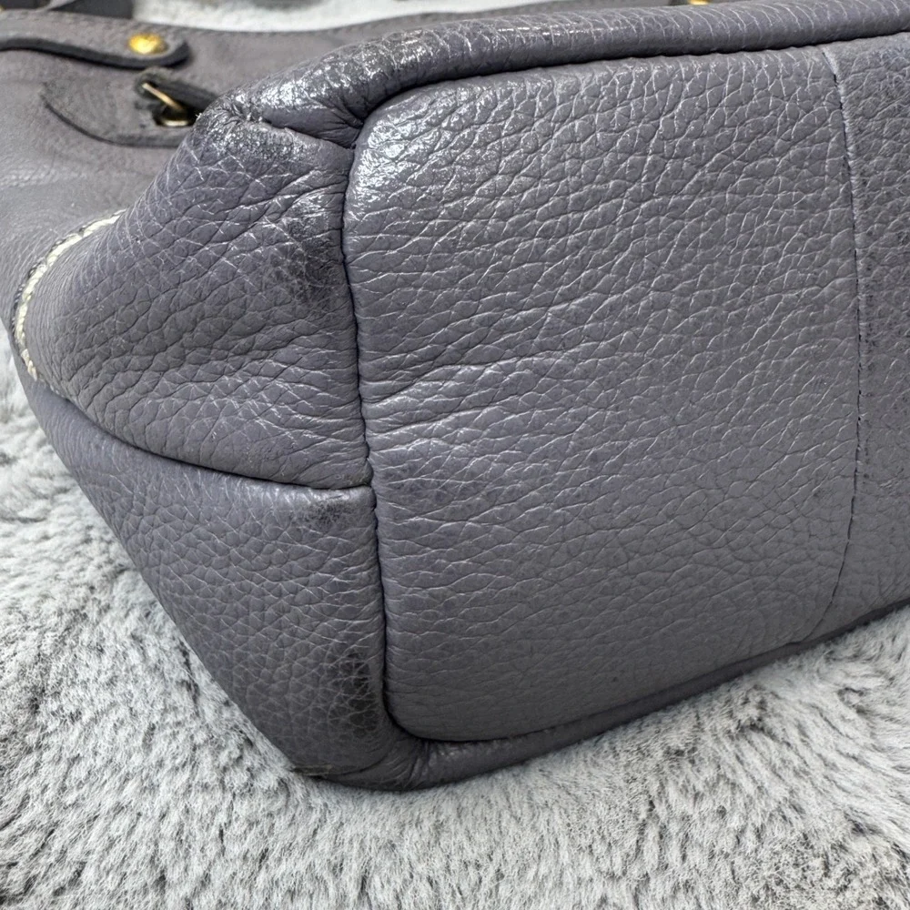 Born Grey Pebbled Genuine Leather‎ Crossbody Bag Adjustable Strap Brass Hardware