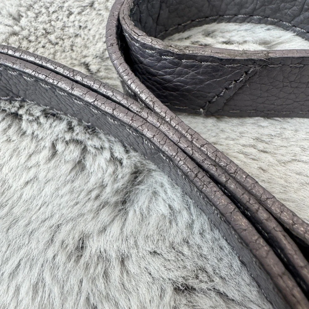 Born Grey Pebbled Genuine Leather‎ Crossbody Bag Adjustable Strap Brass Hardware