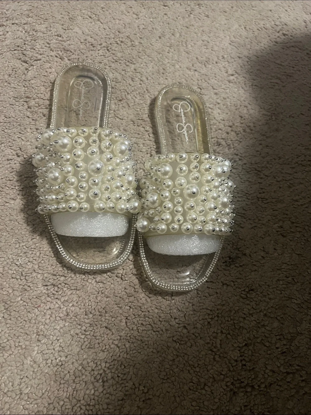 Jessica Simpson Pearl Beaded Slide Sandals